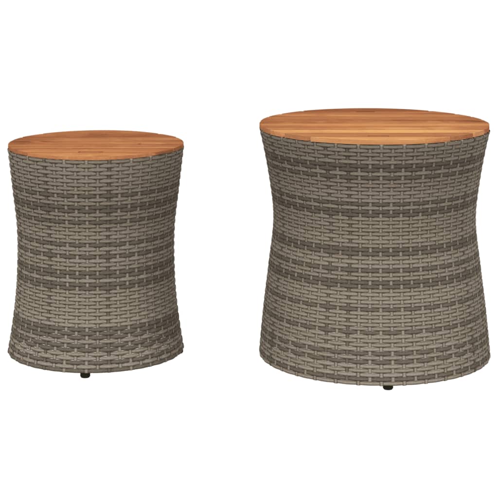 Garten-Beistelltische 2 Stk. mit Holzplatte Schwarz Poly Rattan
