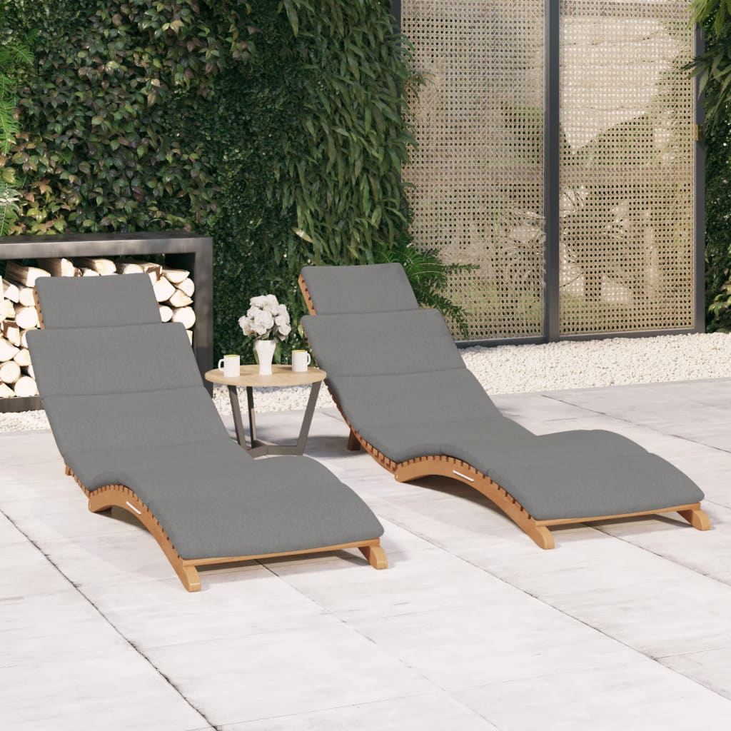 Klappbare Sonnenliege mit Cremeweißer Auflage Massivholz Teak