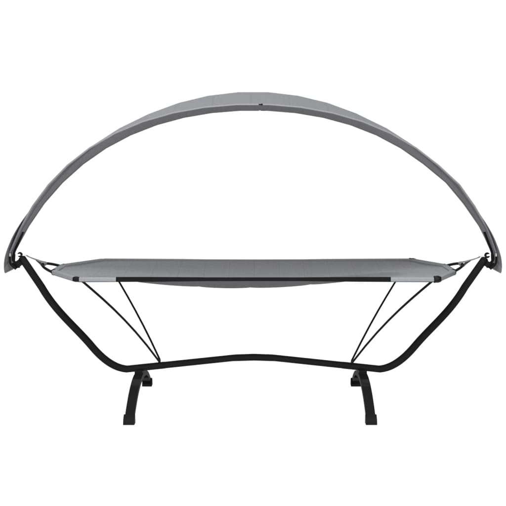 Outdoor-Loungebett mit Dach Schwarz Stahl und Oxford-Stoff