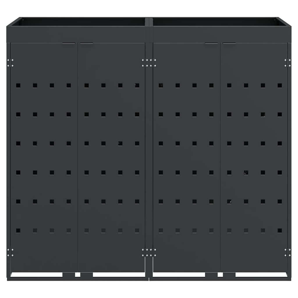 Mülltonnenbox für 2 Tonnen Schwarz 138x79x117 cm Stahl