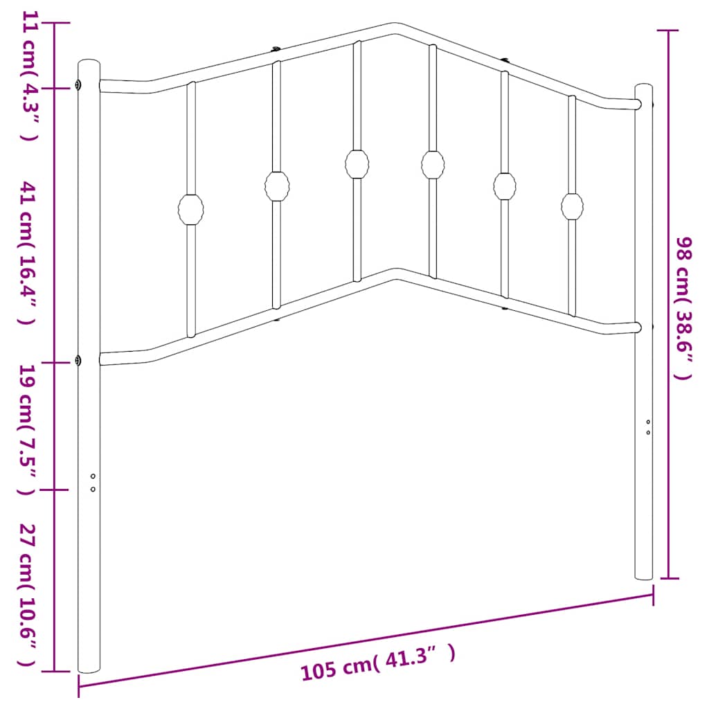 Ersatz-Kopfteil Metall Schwarz 90 cm