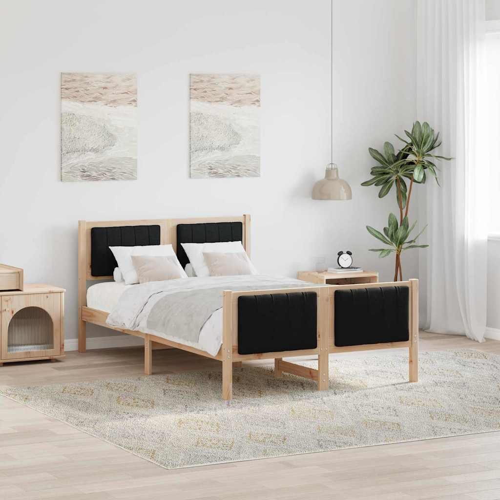 Bettgestell Braun und hellgrau 200 x 200 cm Massivholz Kiefer