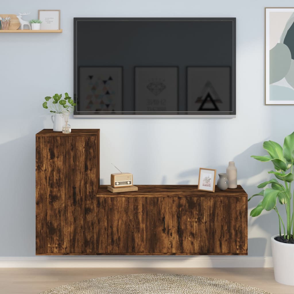2-tlg. TV-Schrank-Set Weiß Holzwerkstoff