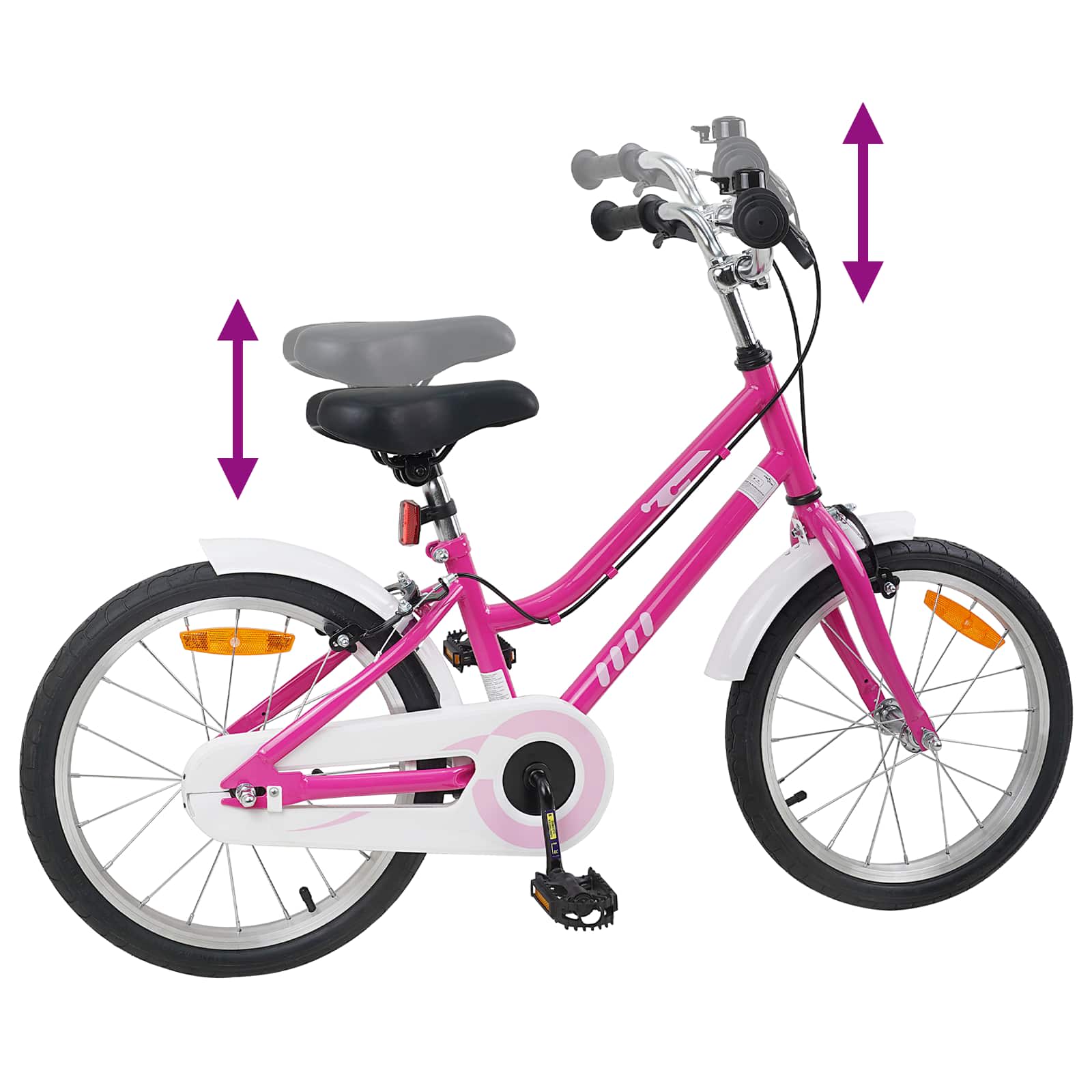 Kinderfahrrad 12 Zoll für 2-4 Jahre alt Pink Weiß