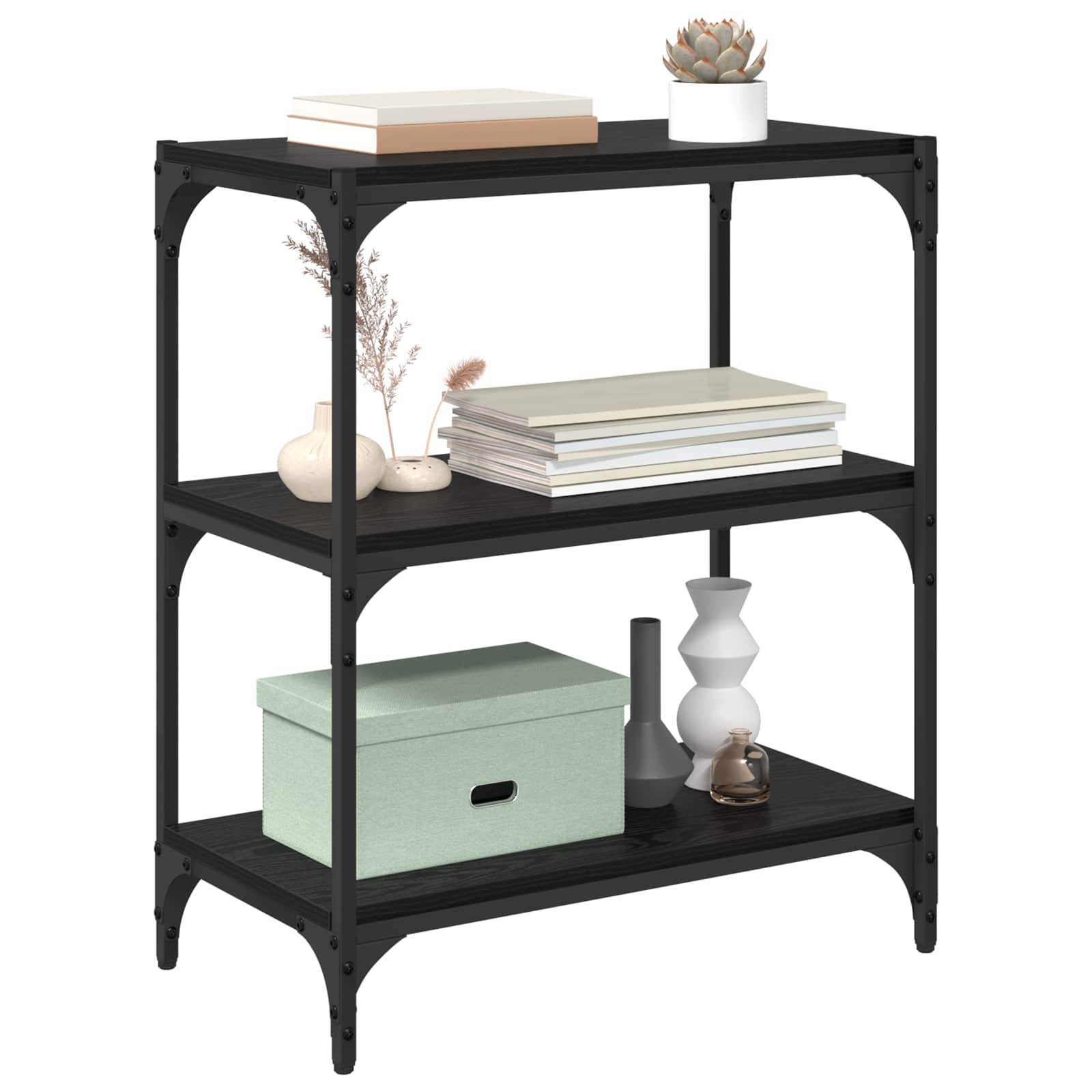 Bücherregal Schwarz 40x33x70,5 cm Holzwerkstoff und Stahl