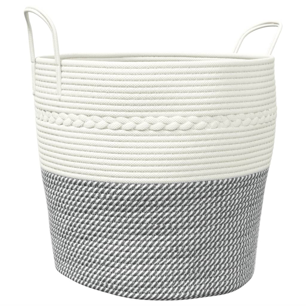 Aufbewahrungskorb Grau und Weiß Ø38x46 cm Baumwolle