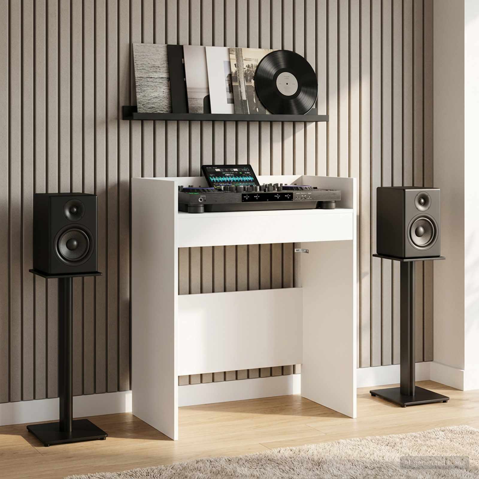 DJ Tisch Weiß 102 x 45 x 102 cm Holzwerkstoff