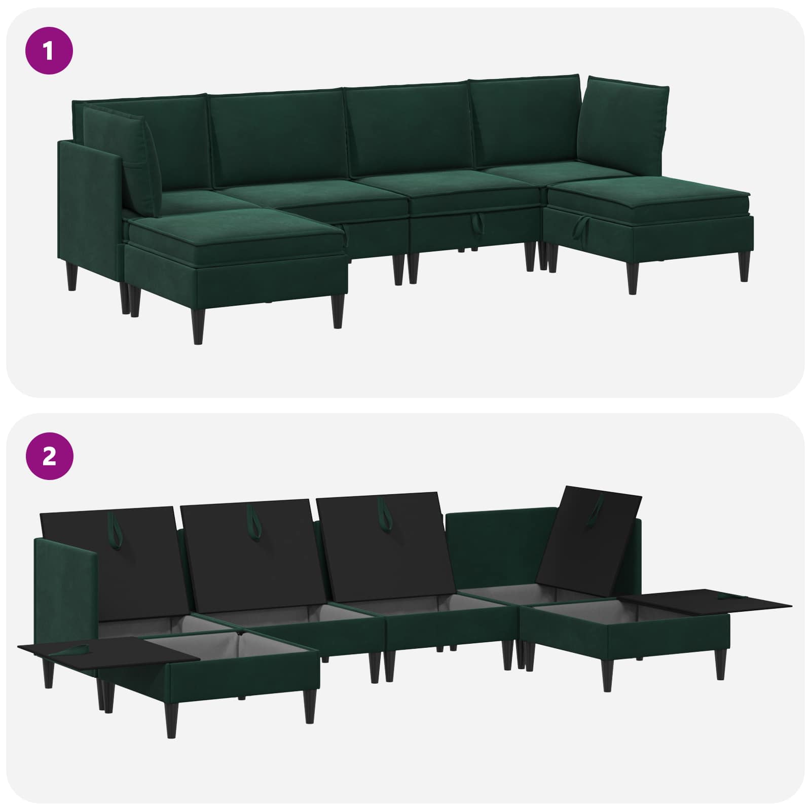 Wohnzimmergarnitur mit Kissen mit Speicher 3 pcs Hellgrau Samt
