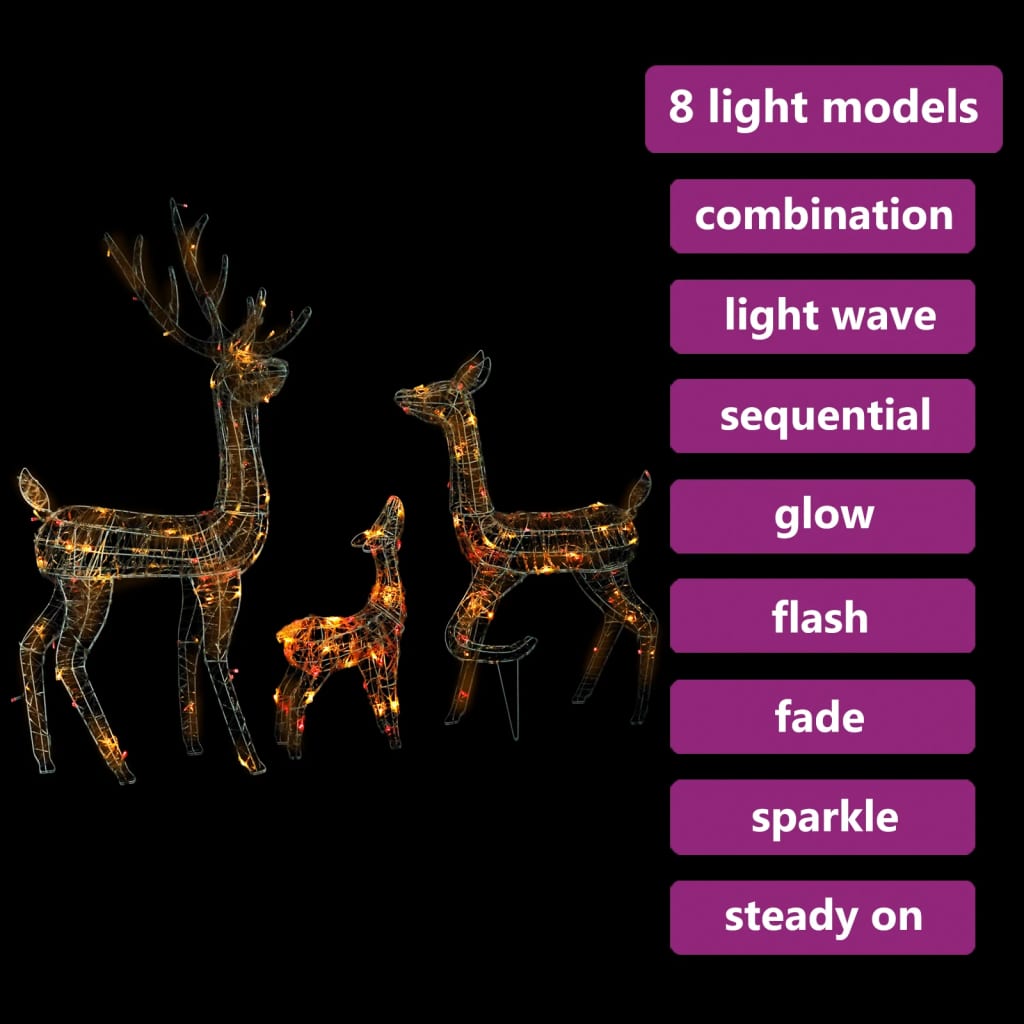 Rentierfamilie Weihnachtsdekoration Weiß und Silber 201 LEDs