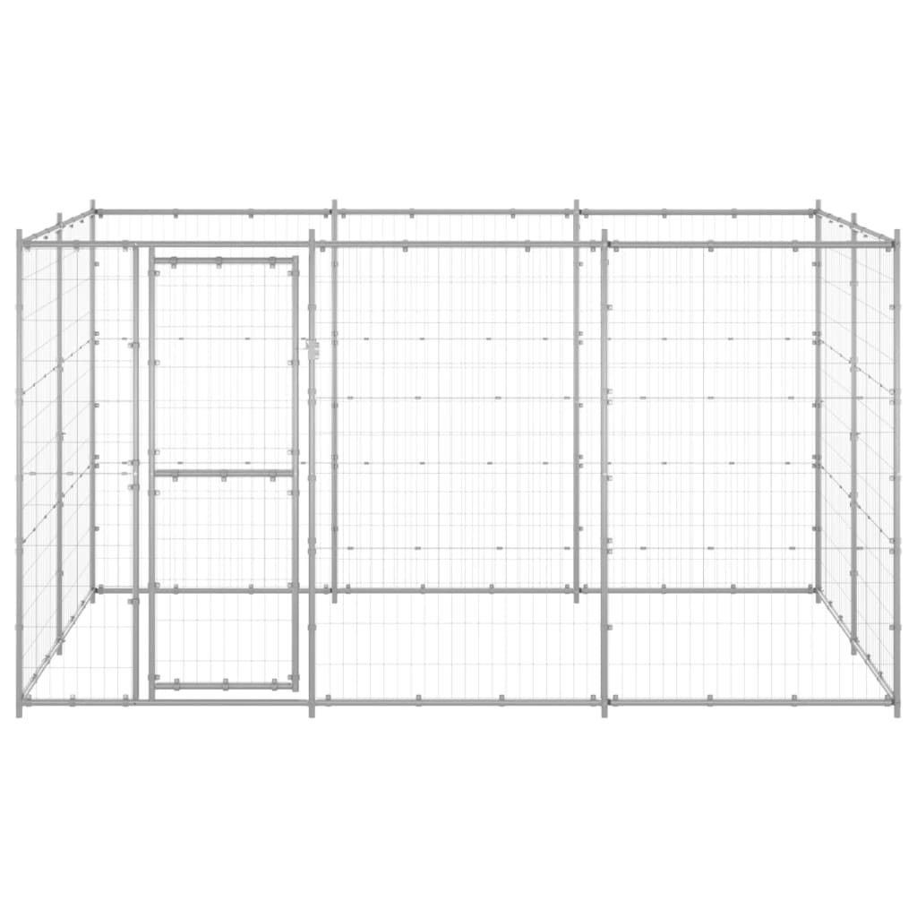 Outdoor-Hundezwinger mit Überdachung Stahl 7,26 m²