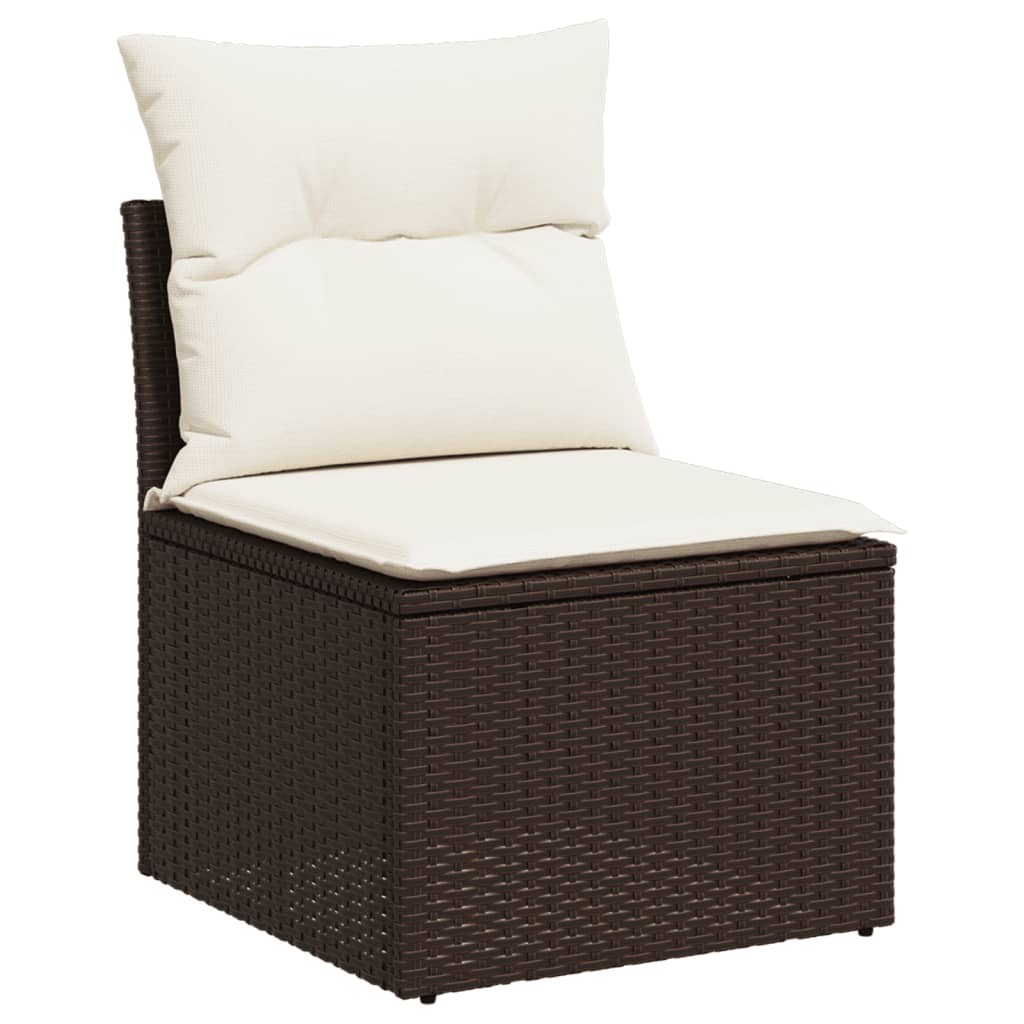 10-tlg. Garten-Sofagarnitur mit Kissen Beige Poly Rattan