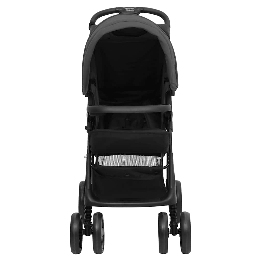 2-in-1 Kinderwagen Hellgrau und Schwarz Stahl