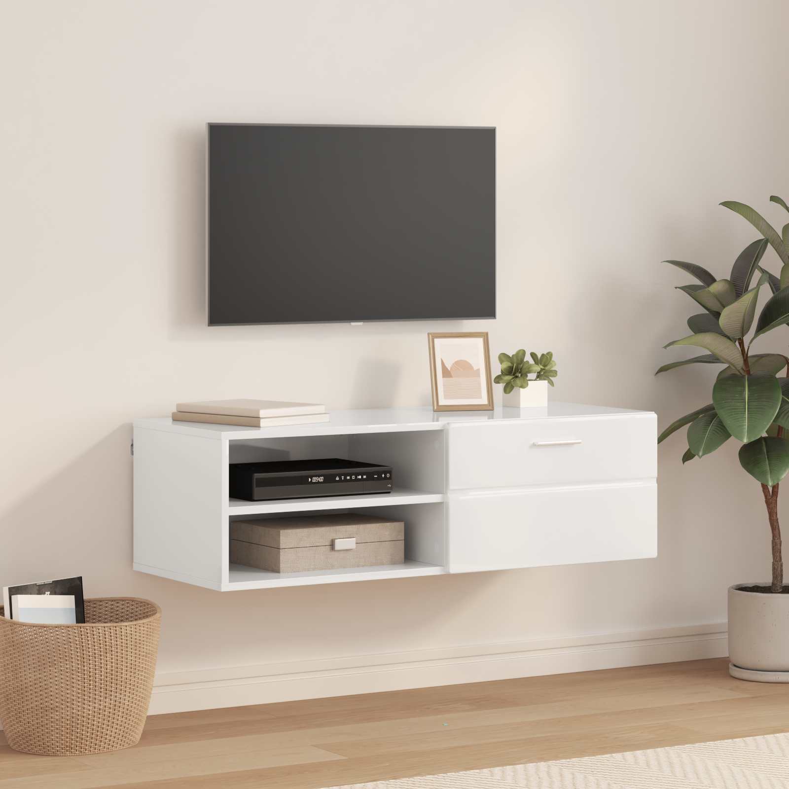 Highboard mit Regal FLORIN Weiß 60 x 35 x 182 cm Holzwerkstoff