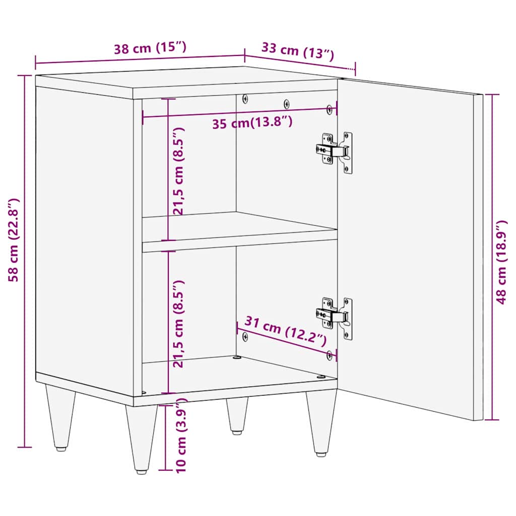 Badezimmerschrank mit Tür Grau 38 x 33 x 58 cm Massivholz Mango