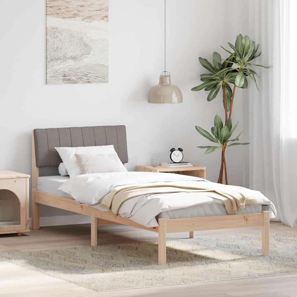 Bettgestell Braun und hellgrau 200 x 200 cm Massivholz Kiefer