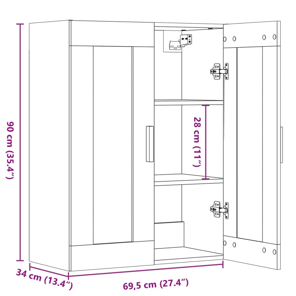 Hängeschrank Weiß 69,5x34x90 cm