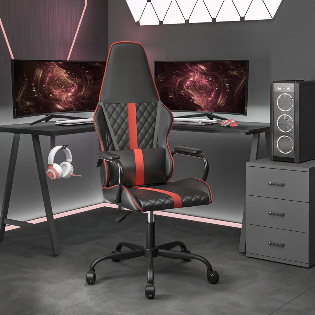 Gaming-Stuhl mit Massagefunktion Gold und Schwarz Kunstleder