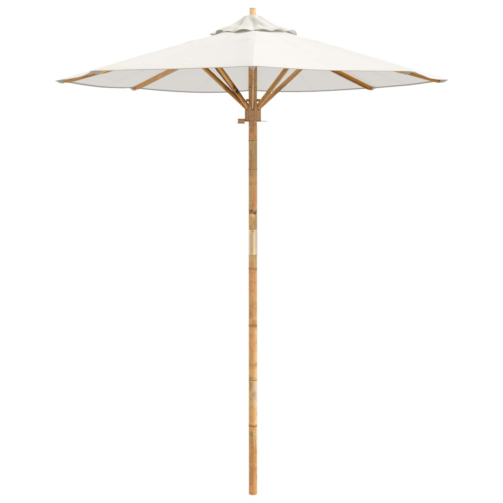 Garten-Sonnenschirm Cremeweiß Ø 150 x 210 cm Bambus
