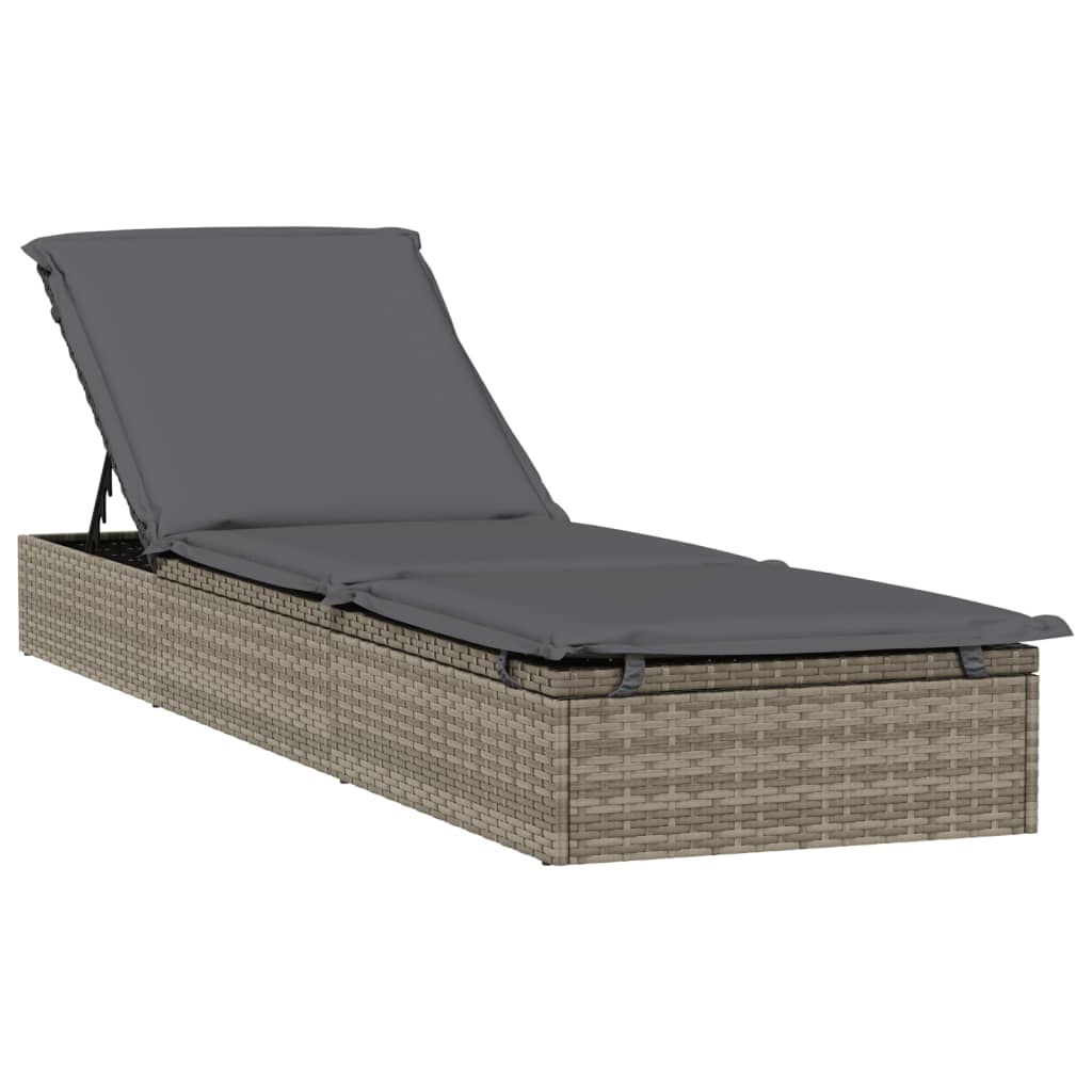 Sonnenliege 1 Stk. mit Tisch Schwarz Poly Rattan