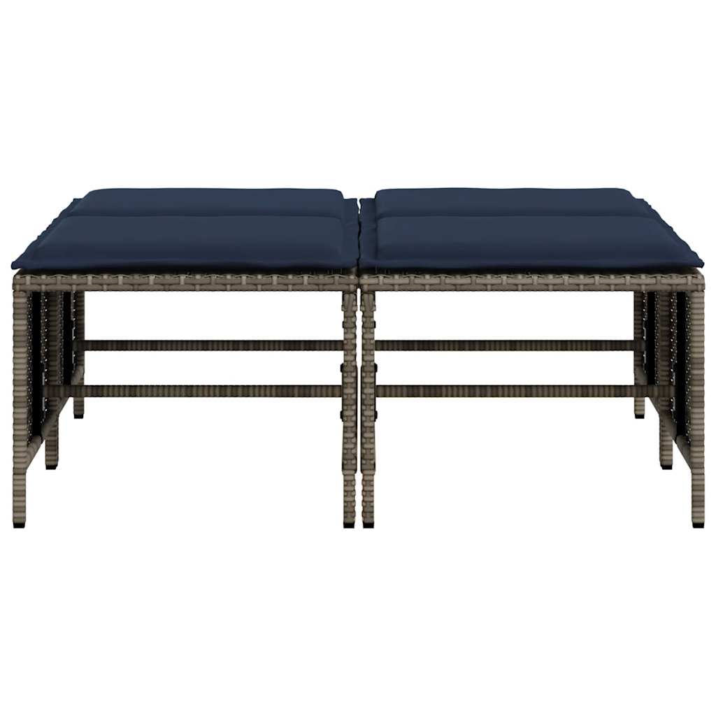 Gartenhocker mit Kissen 4 Stk. Braun Poly Rattan