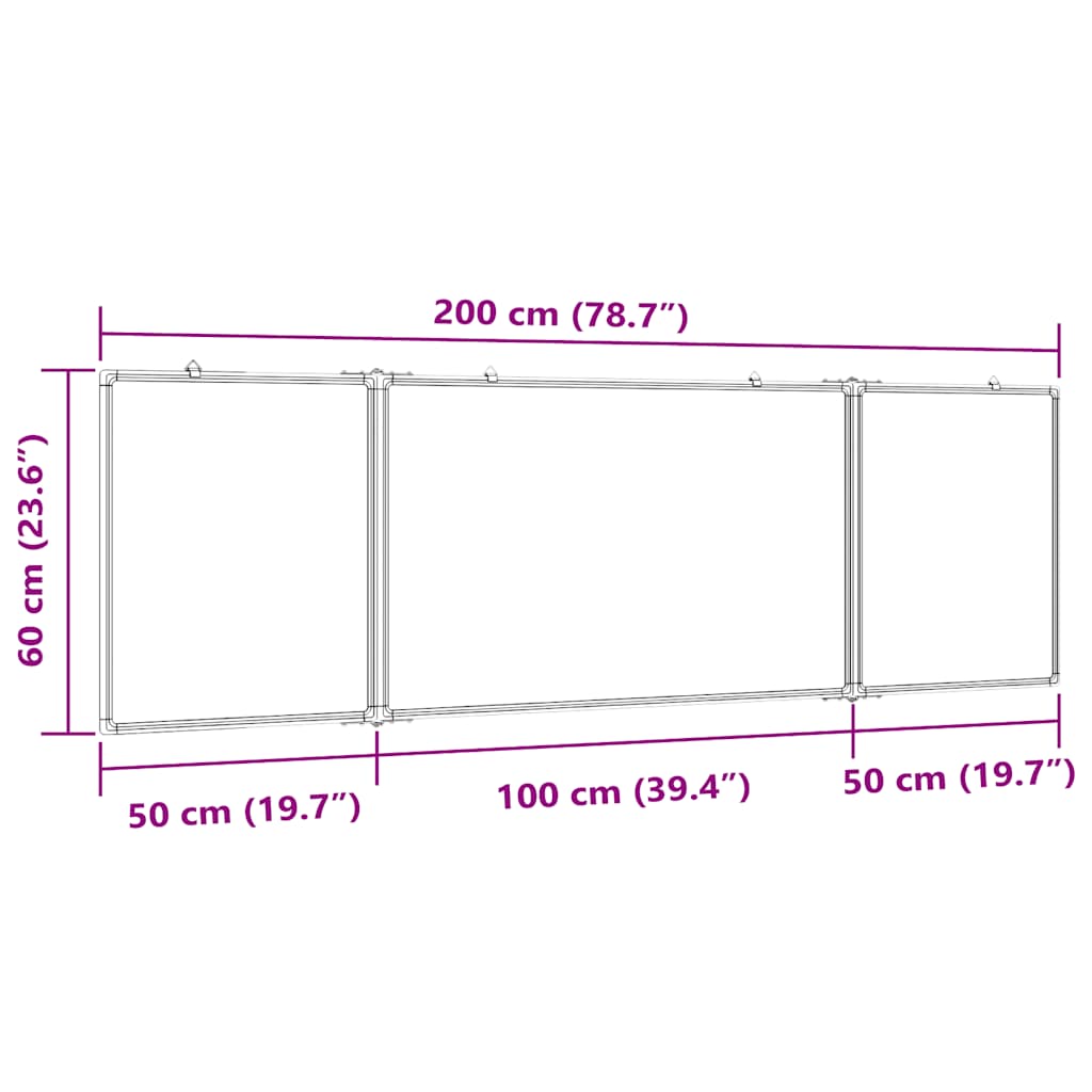 Magnetisches Whiteboard Klappbar 160x40x1,7 cm Aluminium