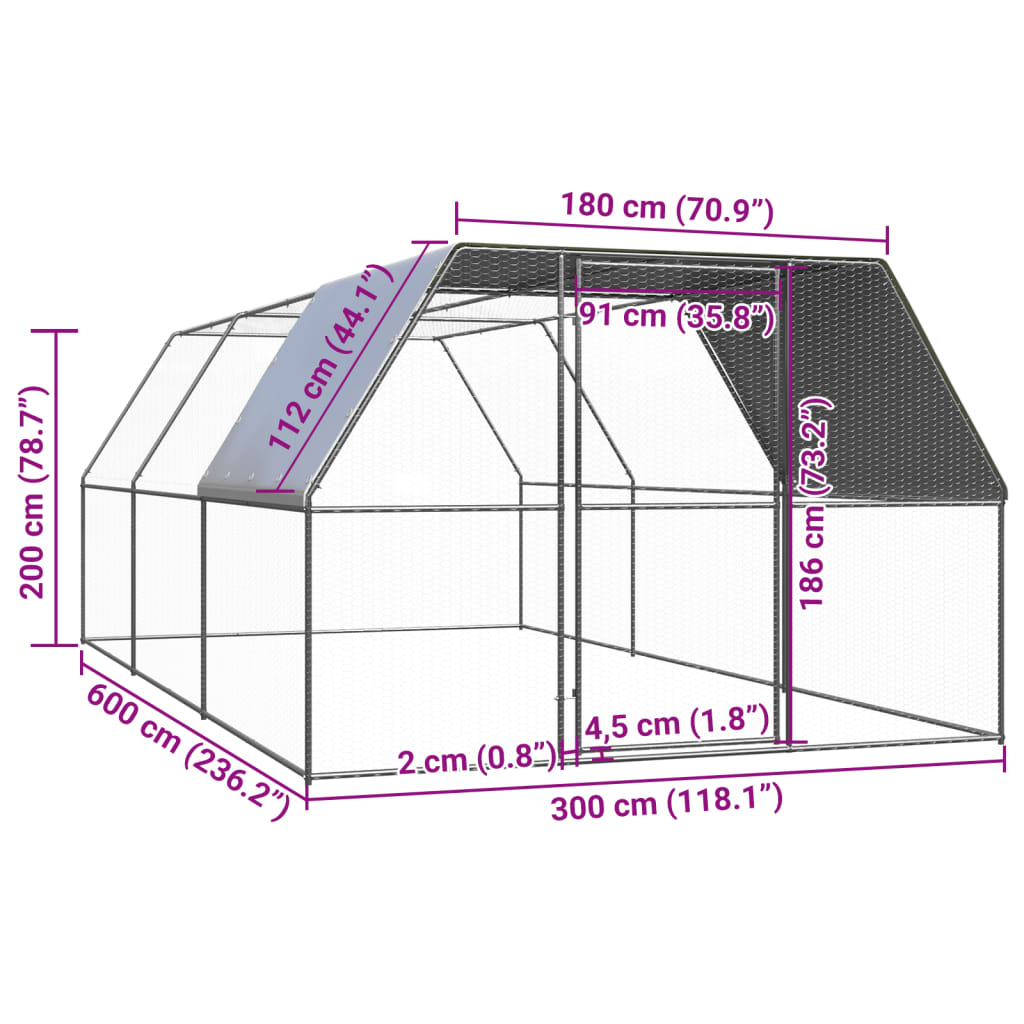 Outdoor-Hühnerkäfig 2x2x2 m Verzinkter Stahl