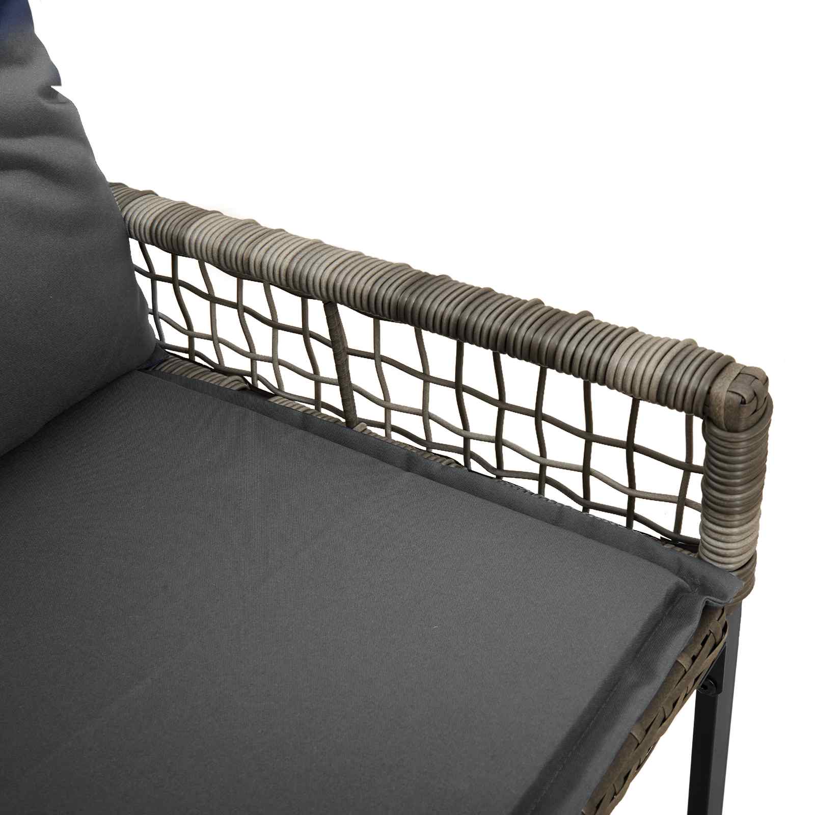 Bank Outdoor mit Kissen Schwarz und Cremeweiß 118 x 55 x 82 cm