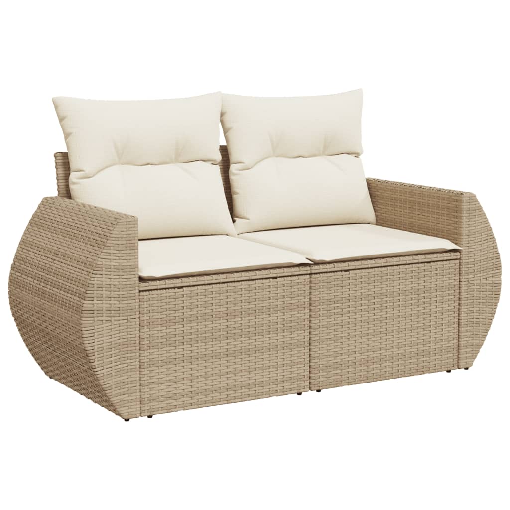 10-tlg. Garten-Sofagarnitur mit Kissen Schwarz Poly Rattan