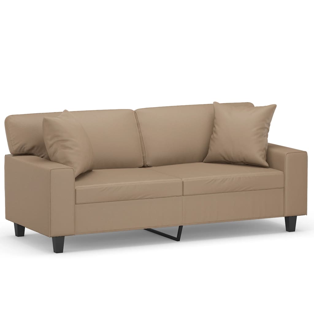 2-Sitzer-Sofa mit Zierkissen Creme 120 cm Kunstleder
