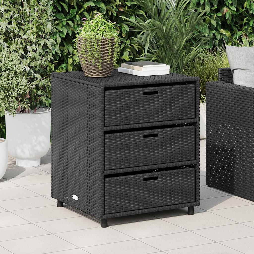 Gartenschrank Schwarz 55x59x80 cm Poly Rattan