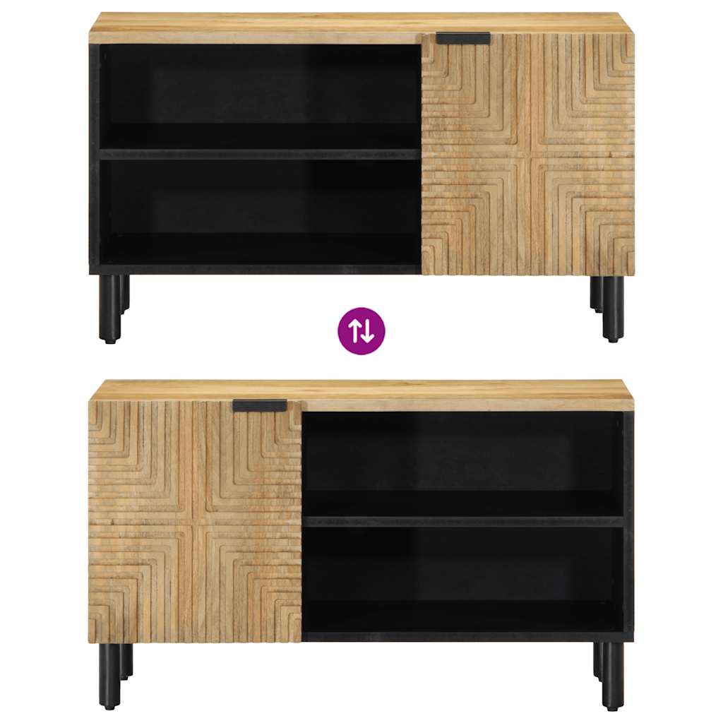 TV-Schränk mit Regal Braun 80 x 33 x 46 cm Massivholz Mango