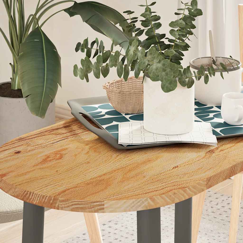 Tischplatte 80x40x2 cm Massivholz Eiche Oval