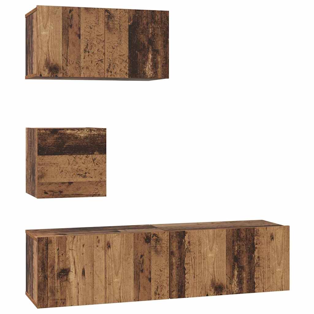 4-tlg. TV-Schrank-Set Weiß Holzwerkstoff