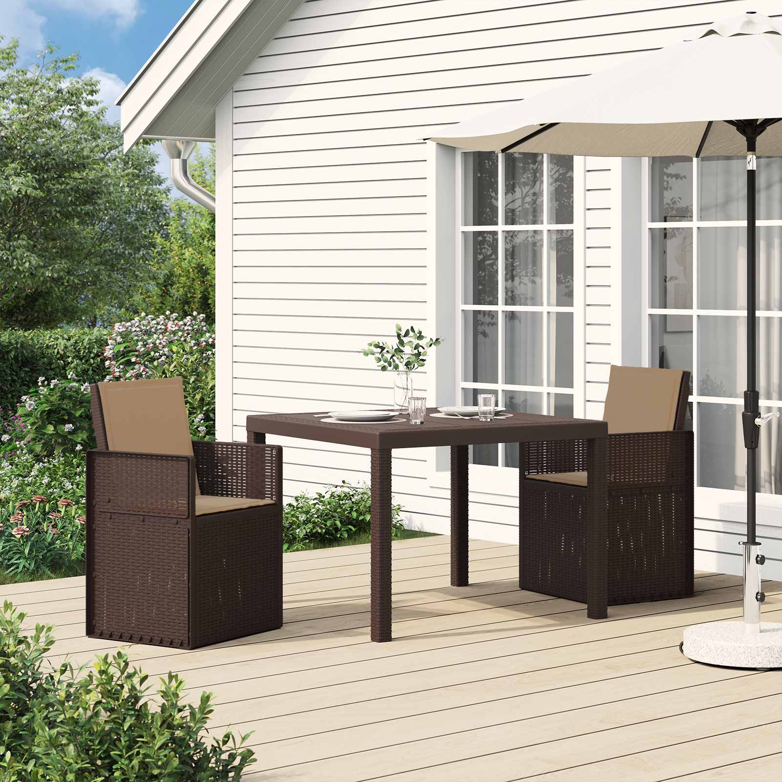 Garten Esszimmerstühle 2 pcs Weiß und Hellgrau PP