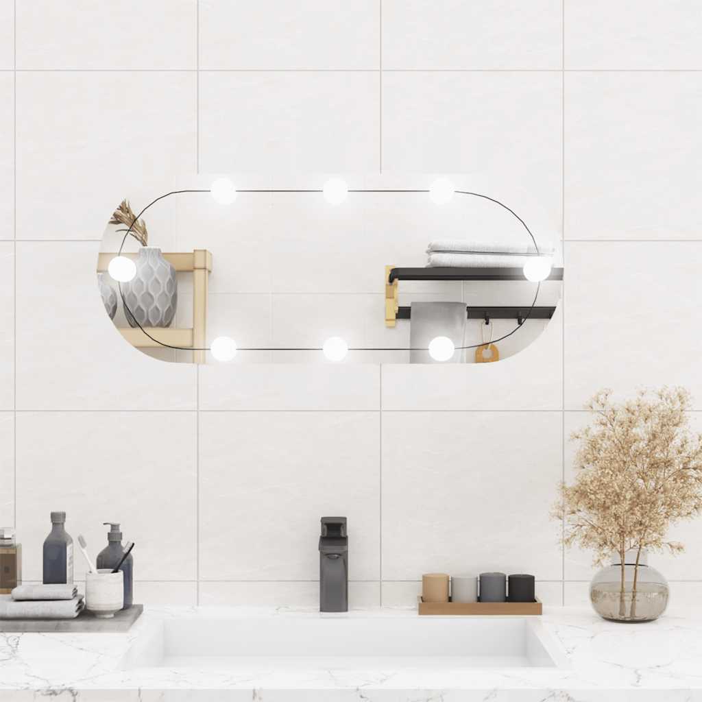 Spiegel mit LED-Leuchten 60x30 cm Glas Oval
