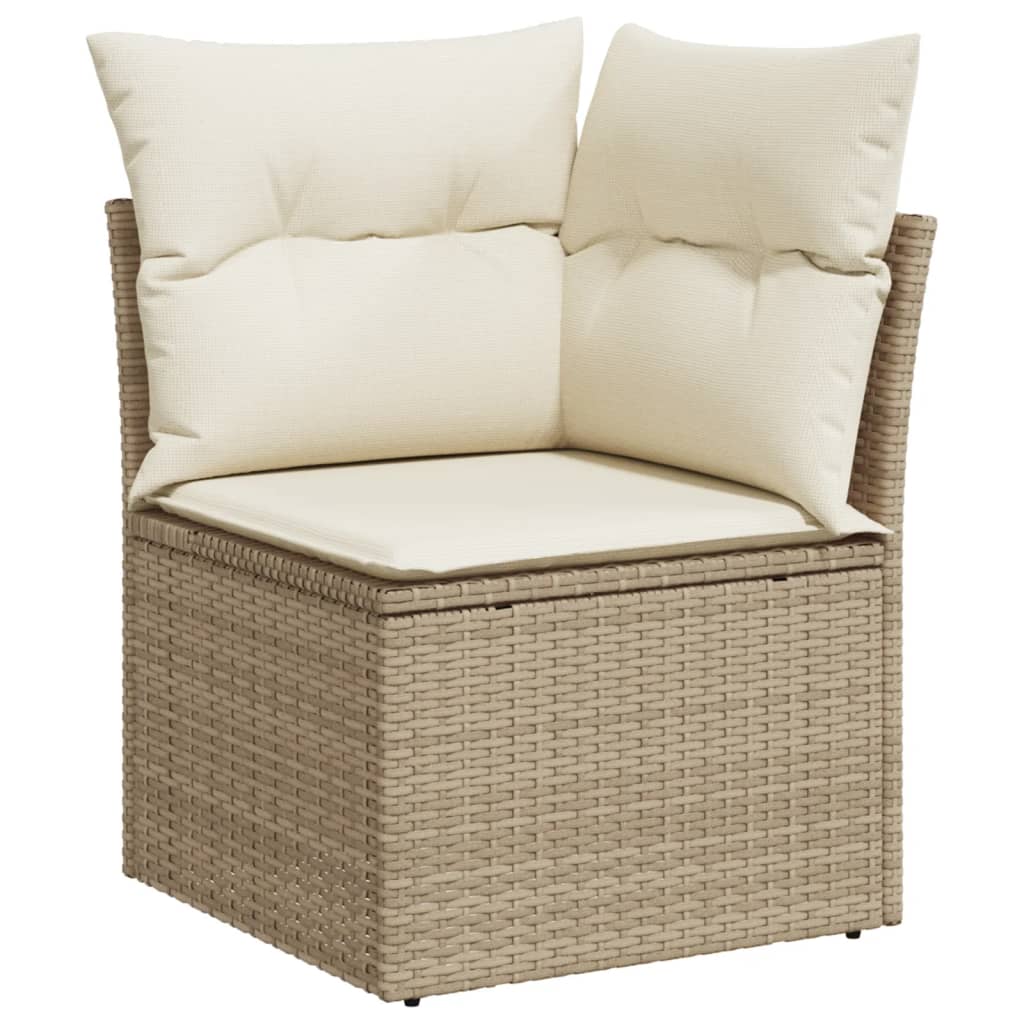 10-tlg. Garten-Sofagarnitur mit Kissen Schwarz Poly Rattan