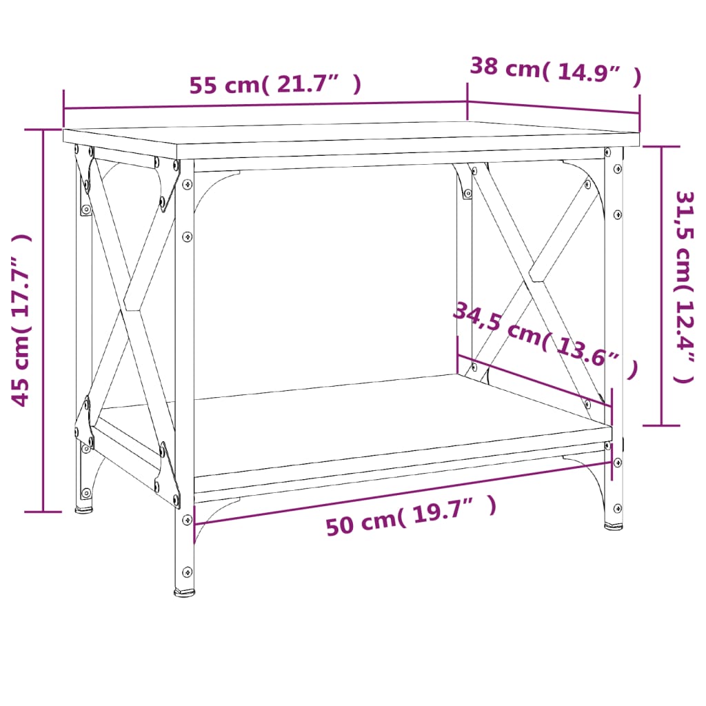 Beistelltisch Schwarz 55x38x45 cm Holzwerkstoff