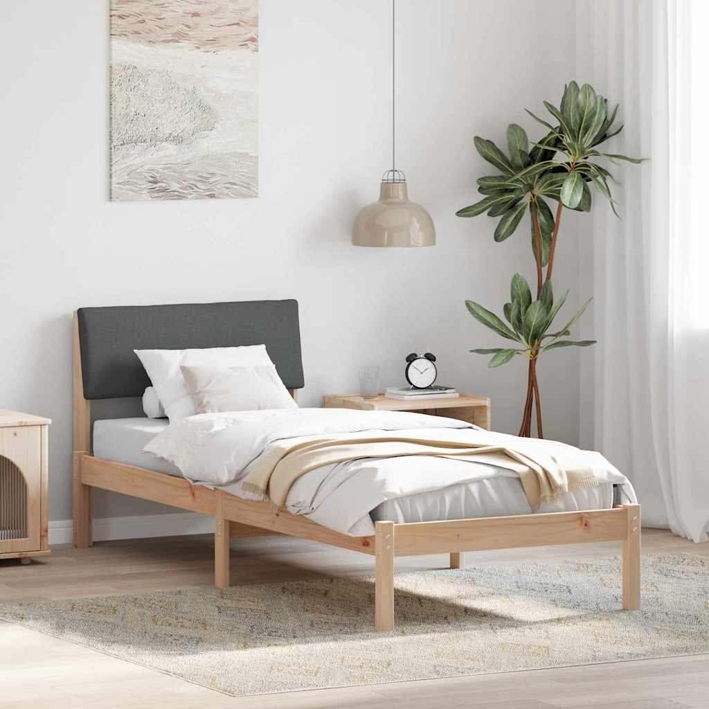 Bettgestell Braun und hellgrau 200 x 200 cm Massivholz Kiefer