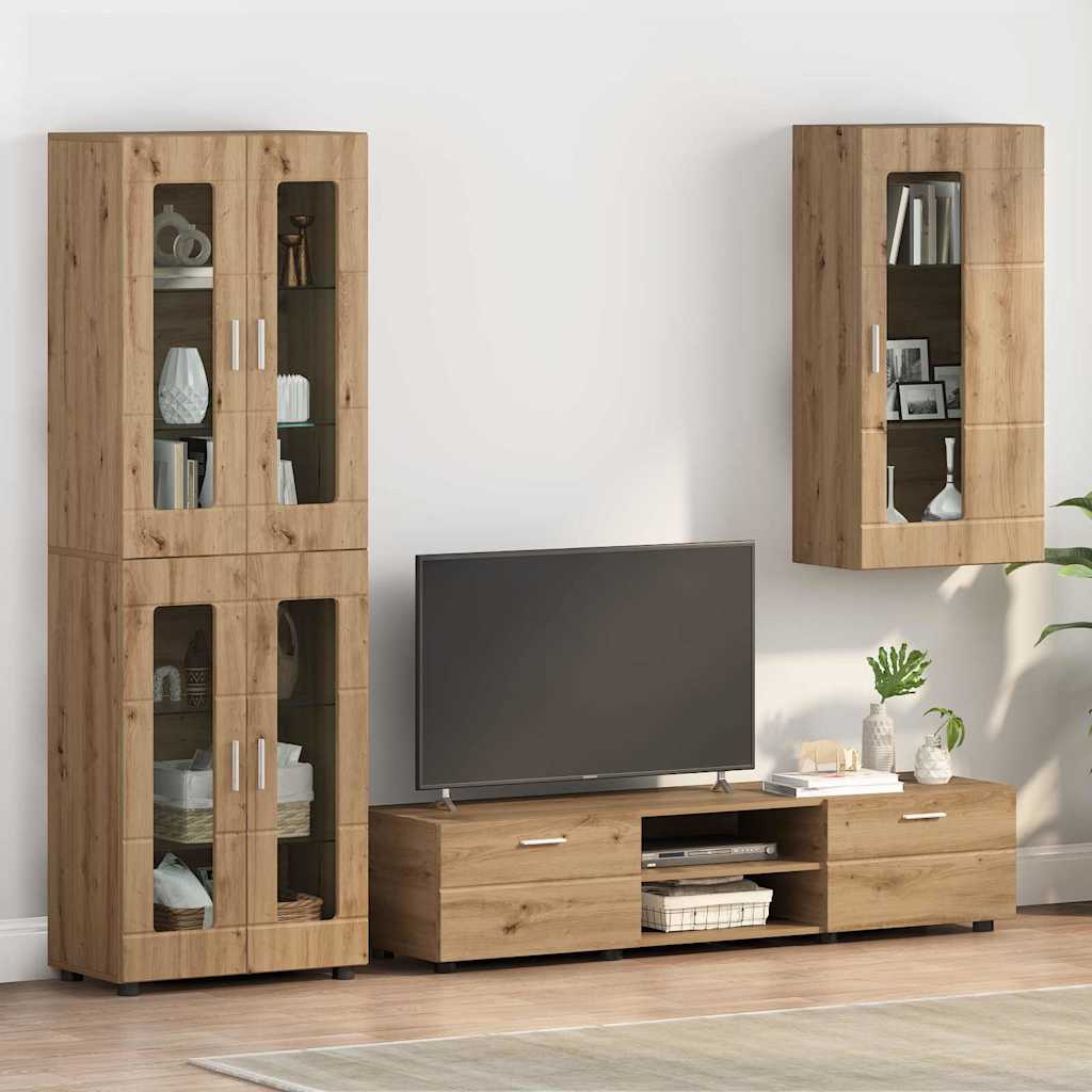 Highboard mit Regal FLORIN Weiß 60 x 35 x 182 cm Holzwerkstoff