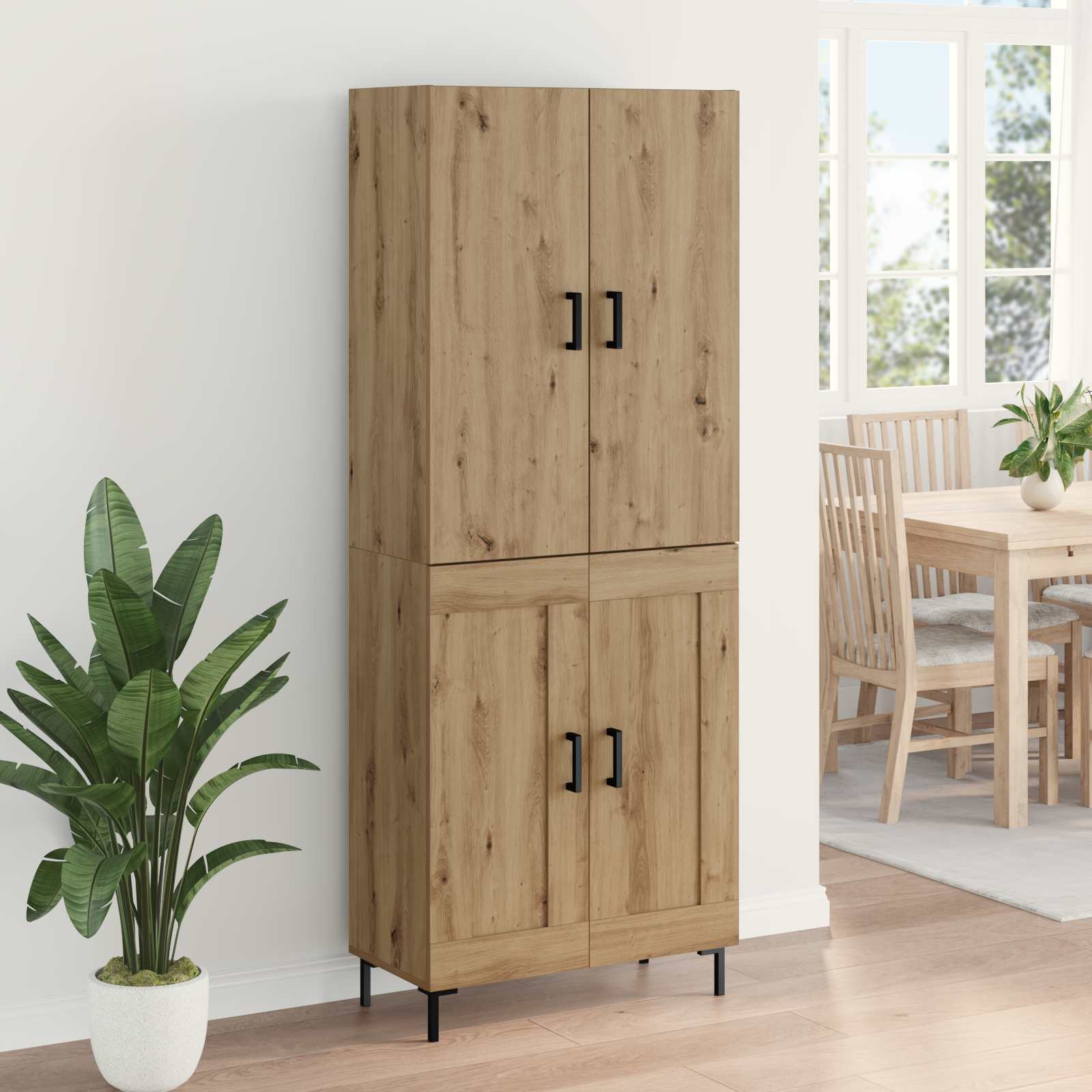 Highboard Betongrau 69,5x34x180 cm Holzwerkstoff