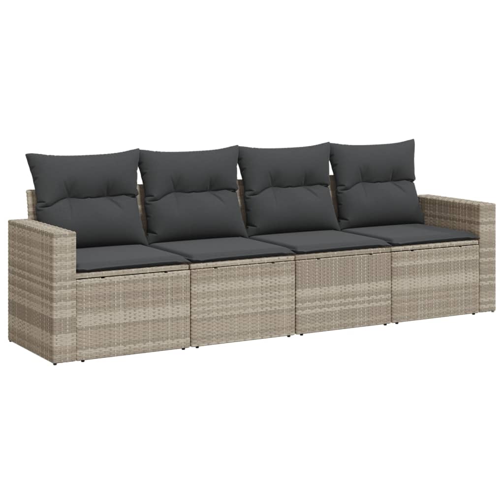 4-tlg. Garten-Sofagarnitur mit Kissen Schwarz Poly Rattan