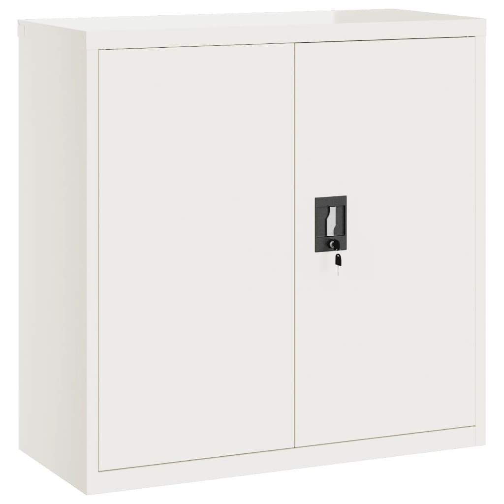 Aktenschrank mit 2 Türen Grau 90 cm Stahl