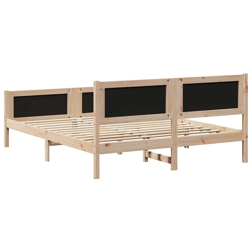 Bettgestell Braun und hellgrau 200 x 200 cm Massivholz Kiefer