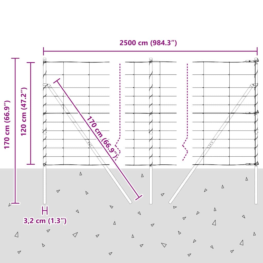 Ground Fix Geschweißter Drahtzaun 25 x 0,8 m Silber Netz