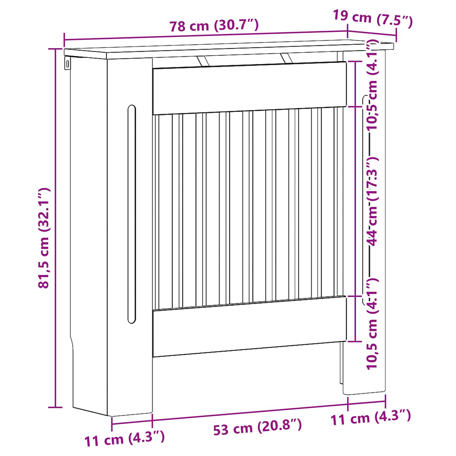 Holzwerkstoff Heizkörper-Abdeckung Heizkörperverkleidung 112 cm, weiß