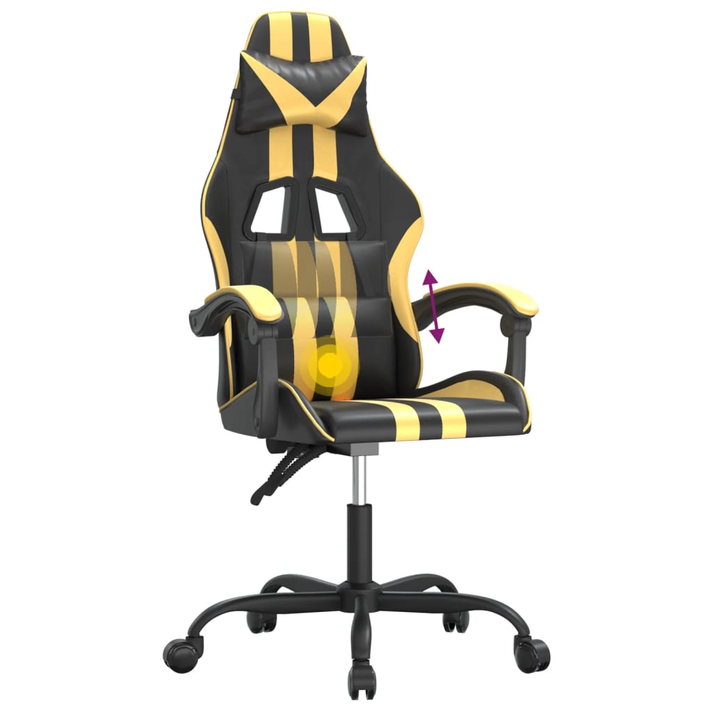 Gaming-Stuhl Drehbar Schwarz und Blau Kunstleder