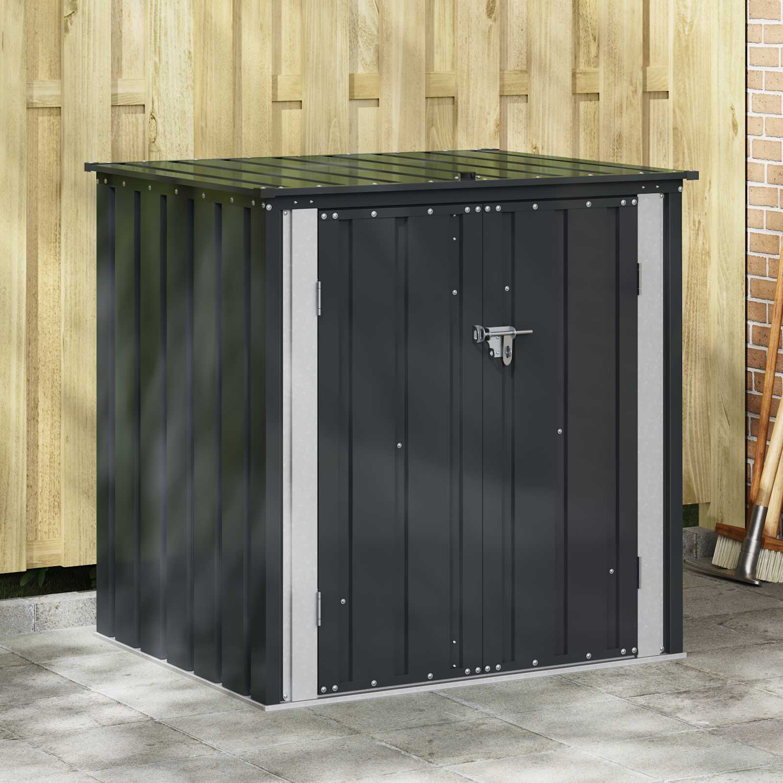 Gartenlagerbox Schwarz 101,5 x 57 x 100,5 cm Stahl