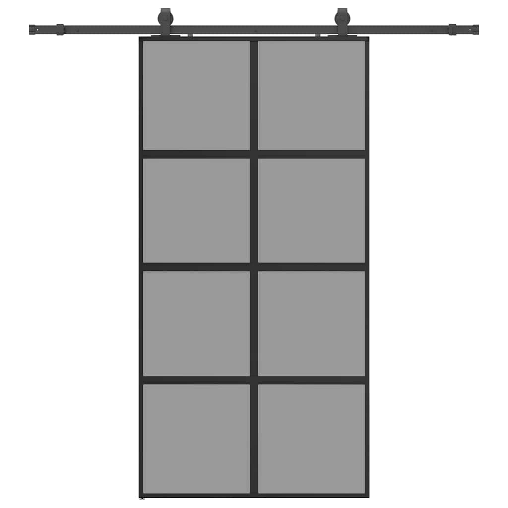 Schiebetür mit Beschlag Schwarz 76x205 cm ESG-Glas