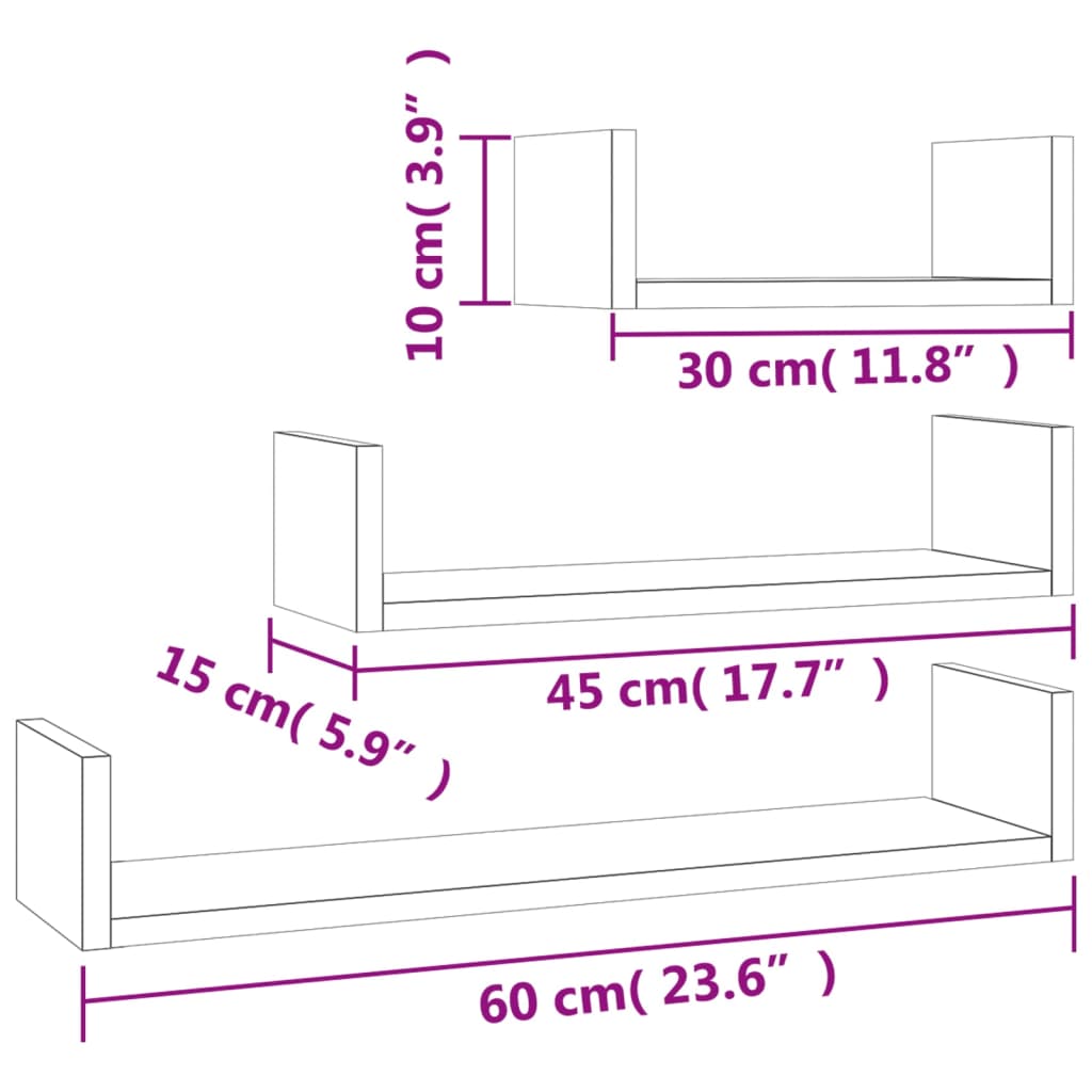Wandregal 3 Stk. Weiß Holzwerkstoff