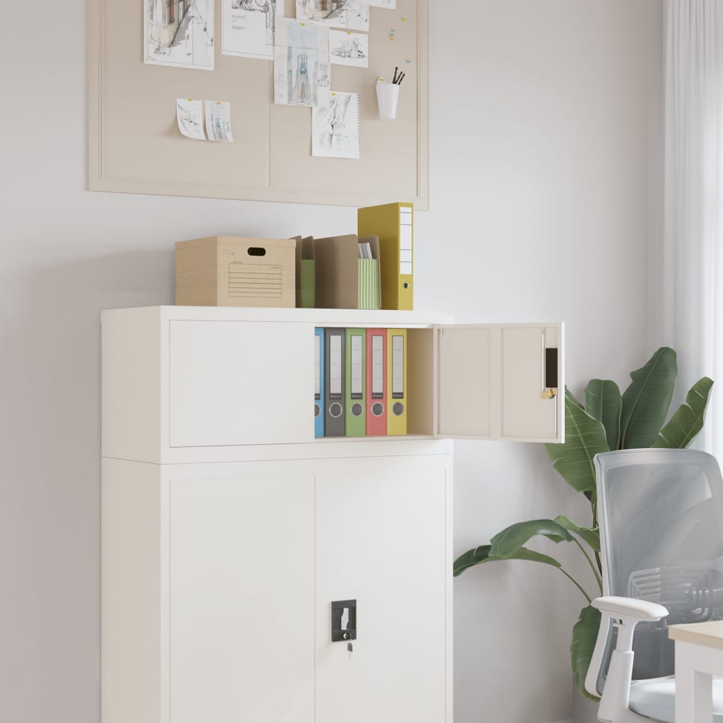 Aktenschrank mit 2 Türen Grau 90 cm Stahl